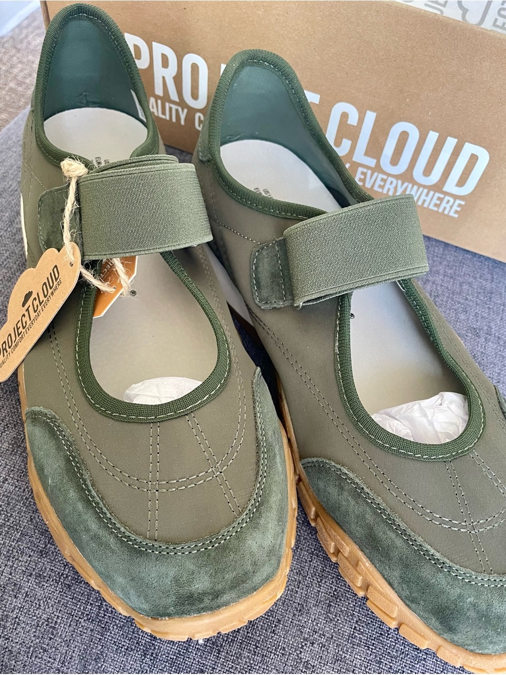 NIB Project Cloud Women’s Olive Green Mary Jane Comfort Shoes